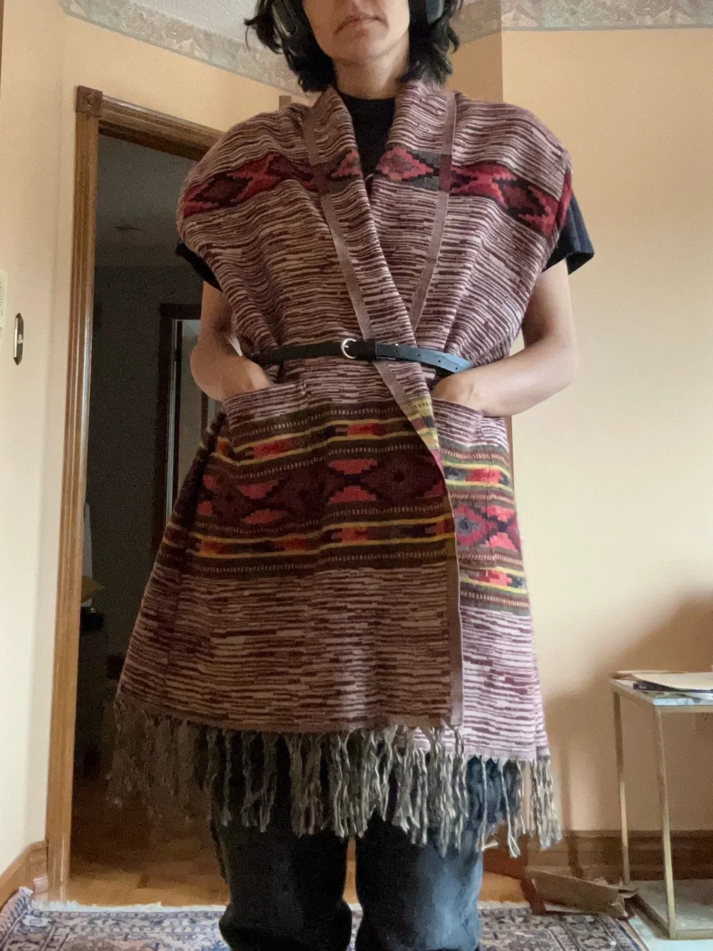 Cozy Southwestern Knit Vest with Pockets - Picture 2 of 7